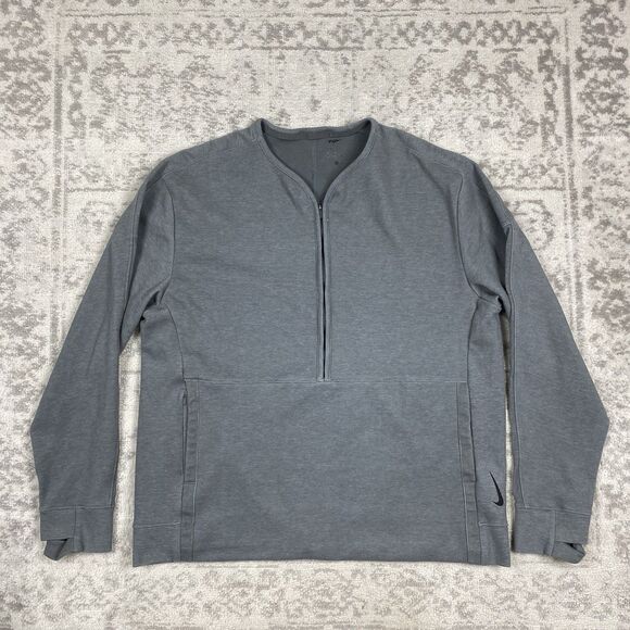 Nike Pullover Yoga Dri Fit Men's 1/2-Zip Training Crew Gray DD2186 Size Large - Picture 1 of 7